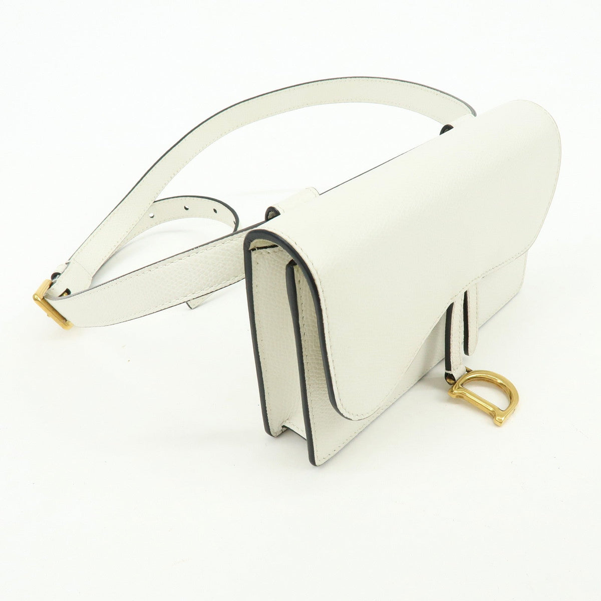 Christian Dior Saddle Calf Leather Waist Pouch Body Bag White Rovelle Bags
