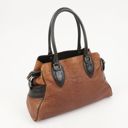 FENDI Etonico Logo Leather Tote Bag Shoulder Brown 8BN162 Rovelle Bags