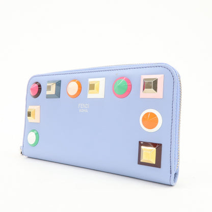 FENDI Plexiglass Studs Round Zippy Long Wallet Light Blue 8M0299 Rovelle Bags