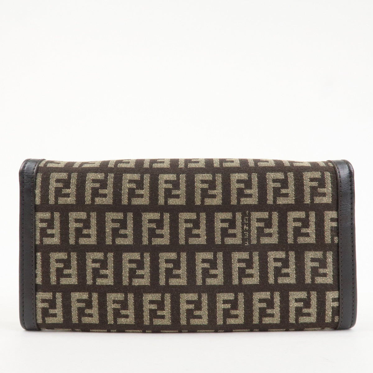 FENDI Zucchino Canvas Leather Bi-Fold Long Wallet Dark Brown 8M0021 Rovelle Bags