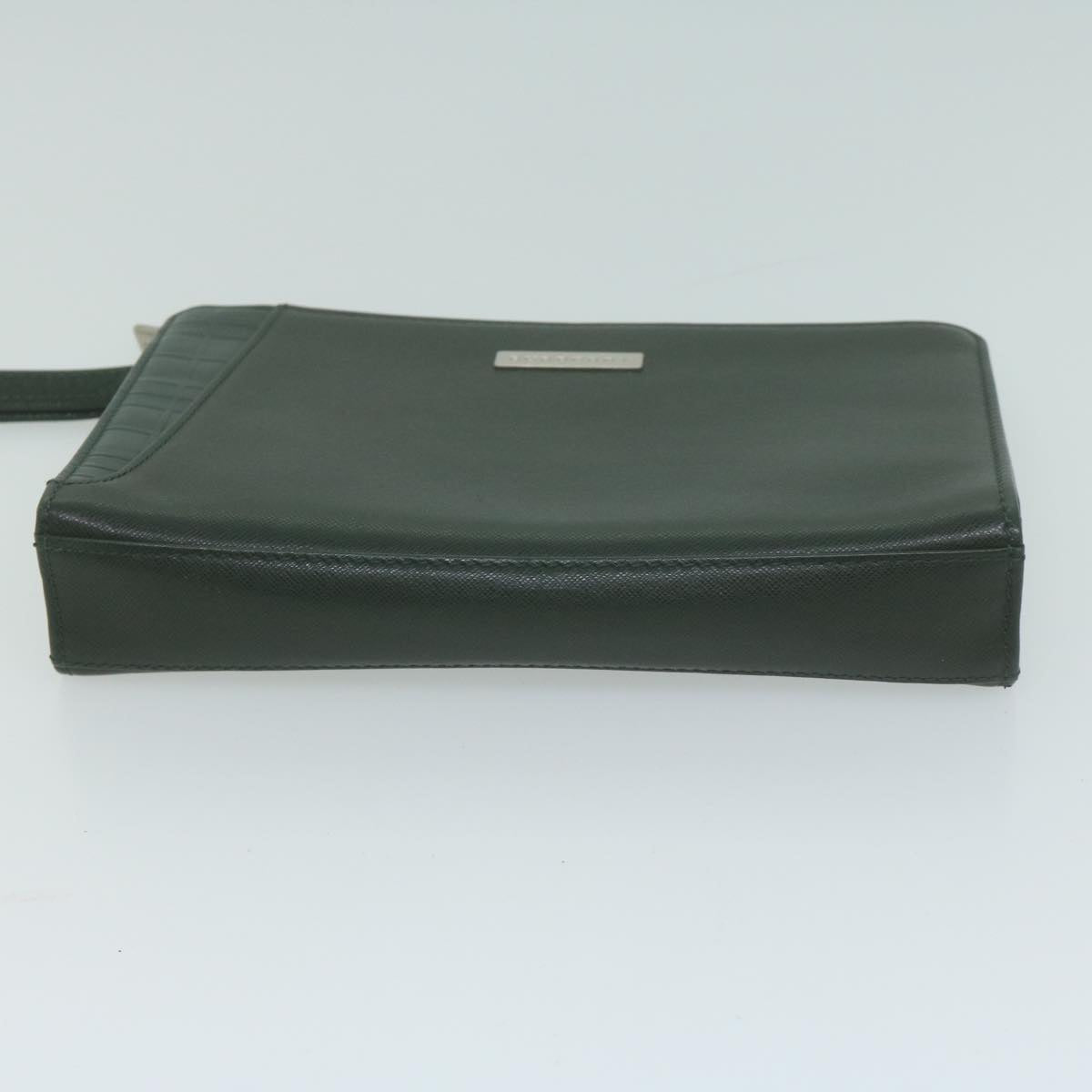 Burberry Brand Leather Green Clutch Bag