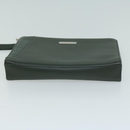 Burberry Brand Leather Green Clutch Bag