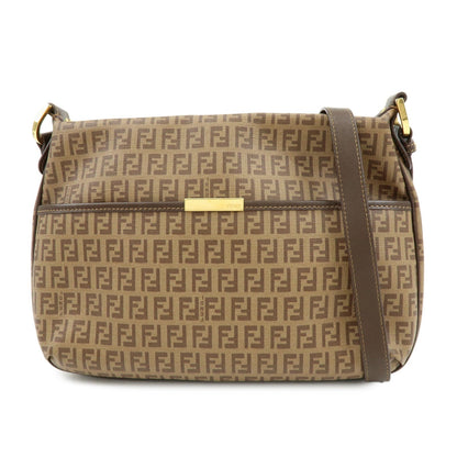 FENDI Zucchino PVC Leather Shoulder Bag Crossbody Bag Brown 8BT206 Rovelle Bags