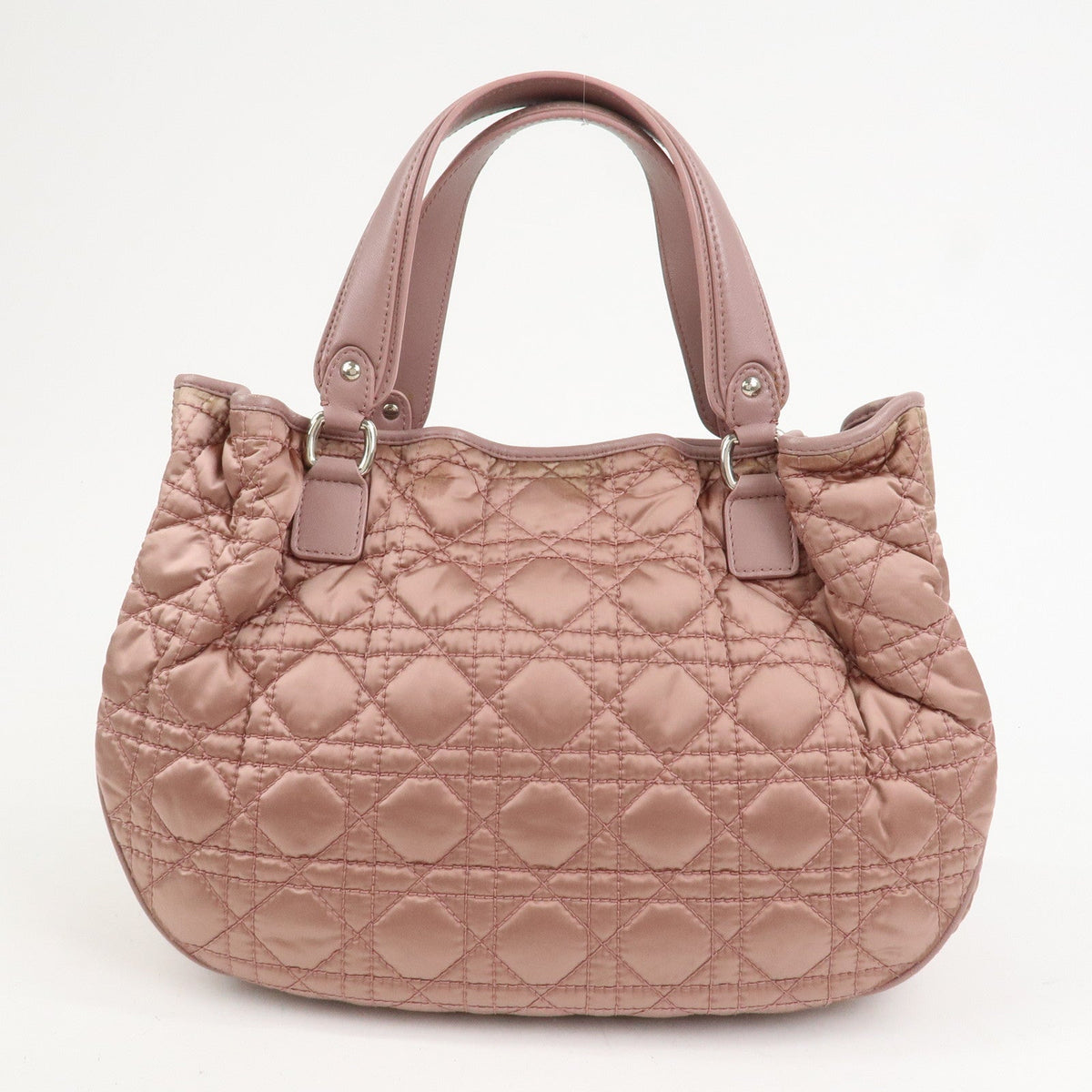 Christian Dior Cannage Nylon Leather Hand Bag Tote Bag Pink Rovelle Bags