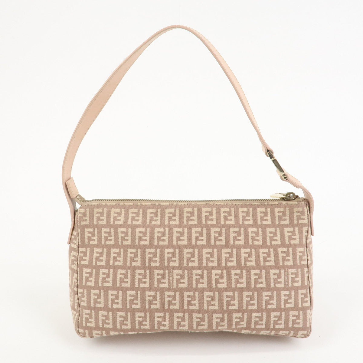 FENDI Zucchino Canvas Leather Shoulder Hand Bag Pink Beige 8BR444 Rovelle Bags