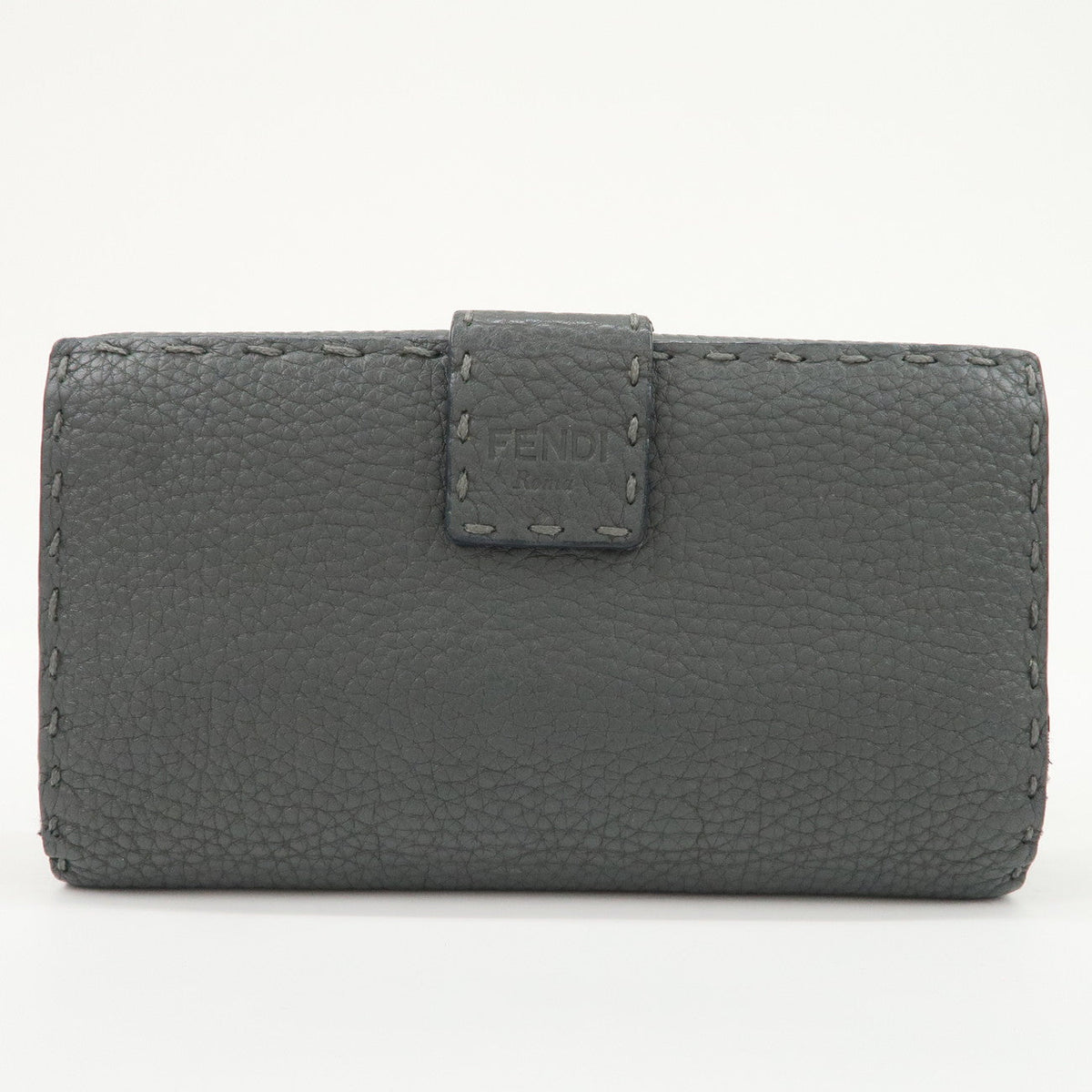 FENDI Selleria Leather Peekaboo Bi-Fold Long Wallet Gray 8M0308 Rovelle Bags