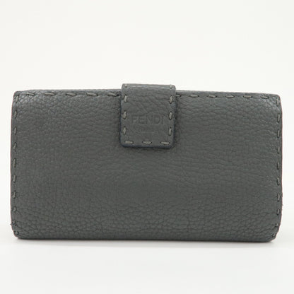 FENDI Selleria Leather Peekaboo Bi-Fold Long Wallet Gray 8M0308 Rovelle Bags