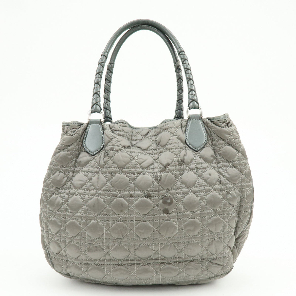 Christian Dior Cannage Nylon Leather Tote Bag Shoulder Bag Gray Rovelle Bags