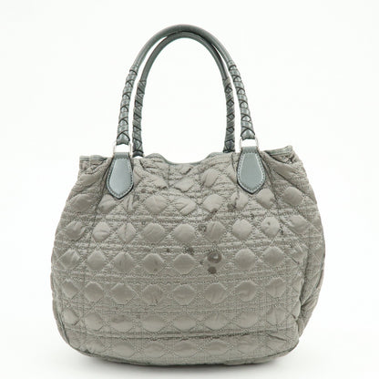 Christian Dior Cannage Nylon Leather Tote Bag Shoulder Bag Gray Rovelle Bags