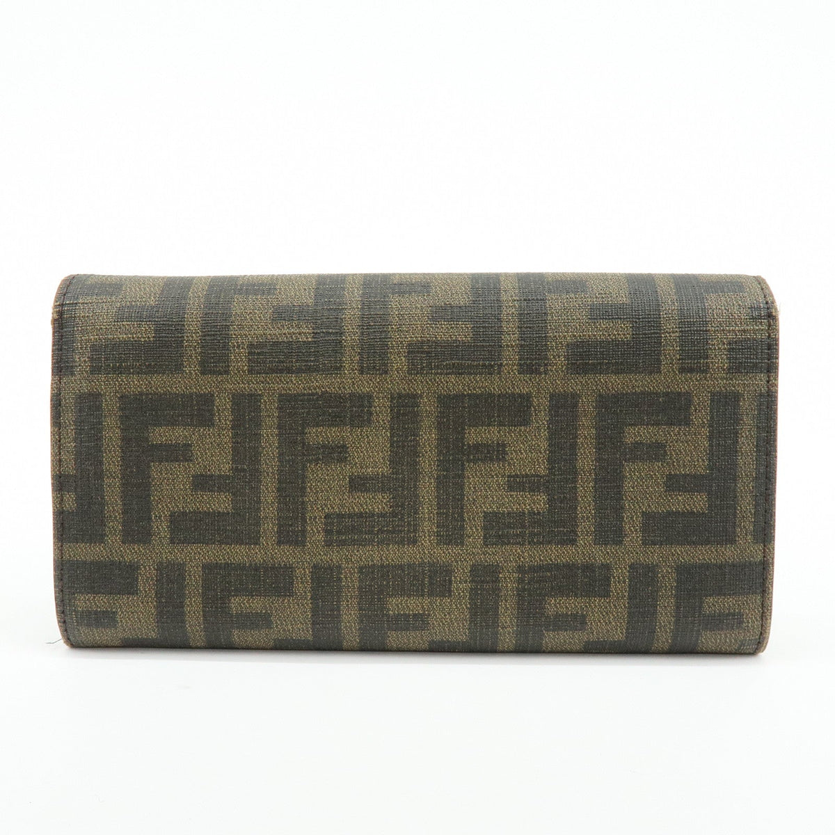 FENDI Zucca Leather Bi-fold Long Wallet Brown Black 8M0000 Rovelle Bags