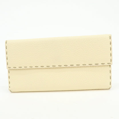 FENDI Selleria Calf Leather Long Wallet Ivory 8M0144 Rovelle Bags