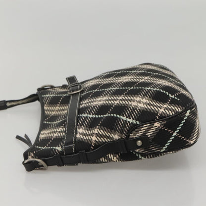 Burberry Nova Check Black Wool Shoulder Bag ( )