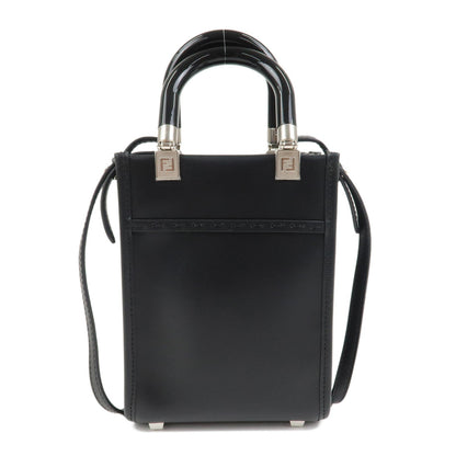 FENDI Leather Sunshine Shopper Small 2Way Bag Hand Bag Black 8BS051 Rovelle Bags