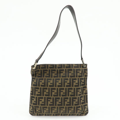 FENDI Zucca Canvas Leather Shoulder Bag Brown Black 83150820992 Rovelle Bags