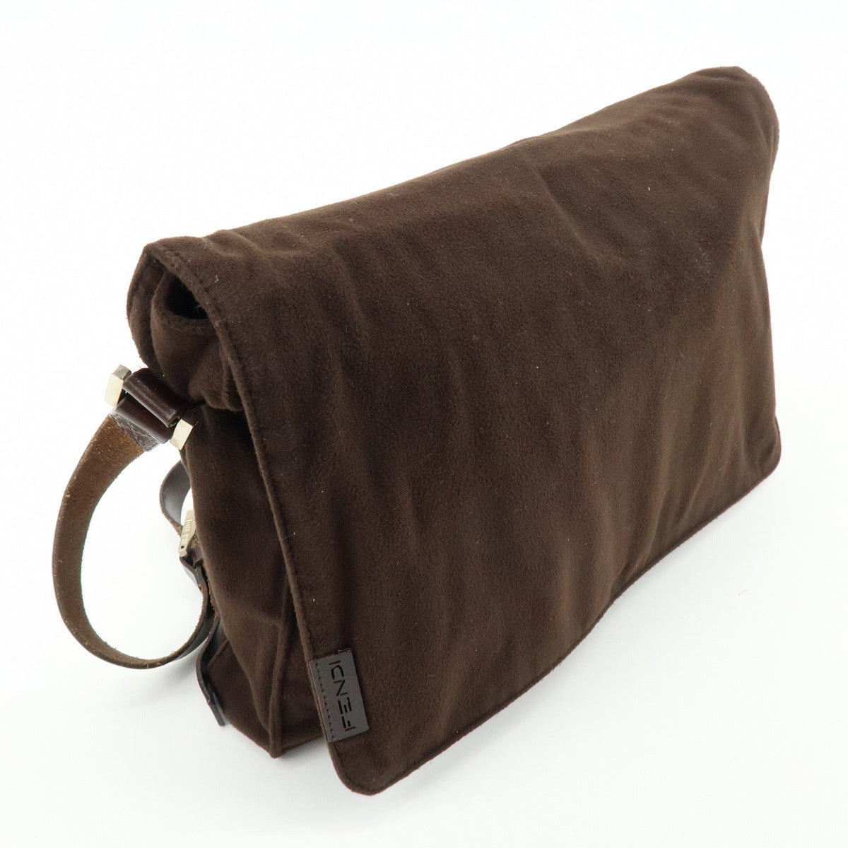 FENDI Wool Leather Shoulder Bag Crossbody Bag Brown 16071 Rovelle Bags