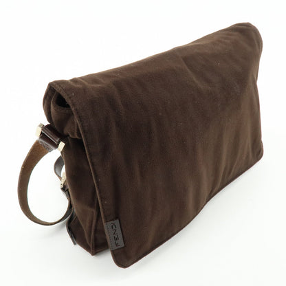 FENDI Wool Leather Shoulder Bag Crossbody Bag Brown 16071 Rovelle Bags