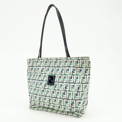 FENDI Zucca Nylon Leather Tote Bag Shoulder Bag Navy Green Rovelle Bags