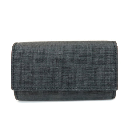 FENDI Zucca PVC Canvas 6 Rings Key Case Key Holder Black 8AP079 Rovelle Bags