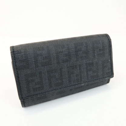 FENDI Zucca PVC Canvas 6 Rings Key Case Key Holder Black 8AP079 Rovelle Bags
