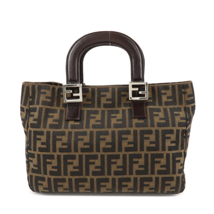 FENDI Zucca Canvas Leather Tote Bag Hand Bag Black Brown 26693 Rovelle Bags