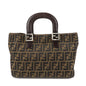 FENDI Zucca Canvas Leather Tote Bag Hand Bag Black Brown 26693 Rovelle Bags
