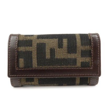 FENDI Zucca Canvas Leather 6 Ring Key Case Key Holder Brown 10163 Rovelle Bags