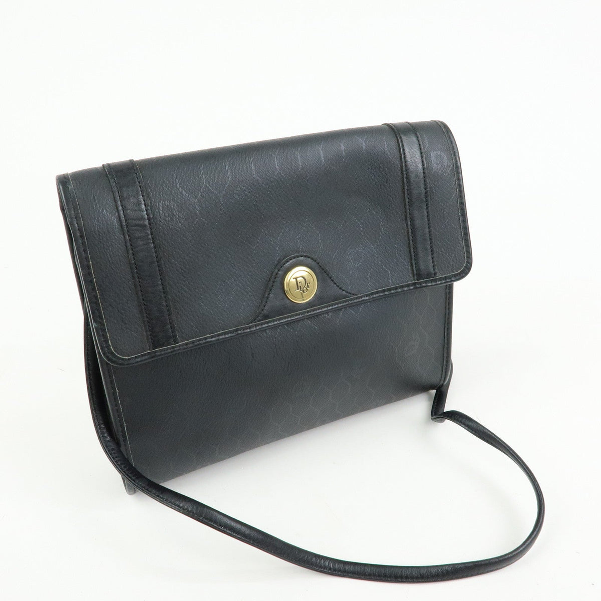 Christian Dior Honeycomb Pvc Leather Shoulder Crossbody Bag Black Rovelle Bags