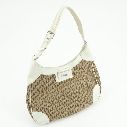 Christian Dior Trotter Jacguard Canvas Leather Shoulder Bag Brown Rovelle Bags