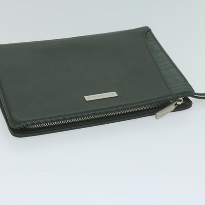Burberry Brand Leather Green Clutch Bag