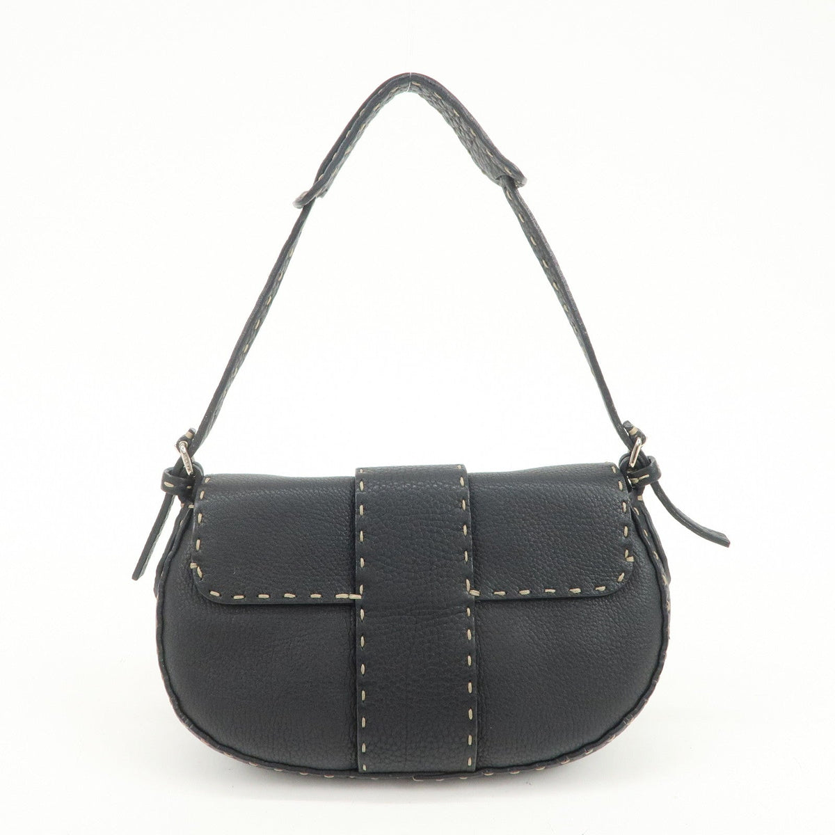 FENDI Seleria Leather Hand Bag Shoulder Bag Black 8BR430 Rovelle Bags