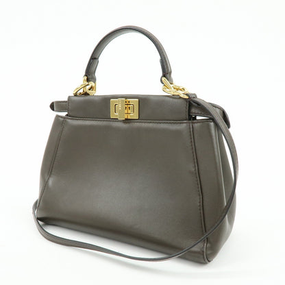 FENDI Mini Peekaboo Leather 2Way Bag Shoulder Bag Greige 8BN244 Rovelle Bags