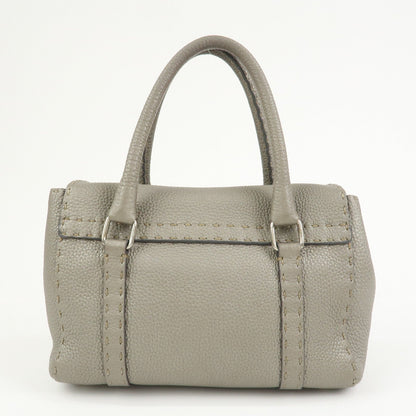 FENDI Seleria Mini Linda Leather Hand Shoulder Bag Greige 8BR486 Rovelle Bags