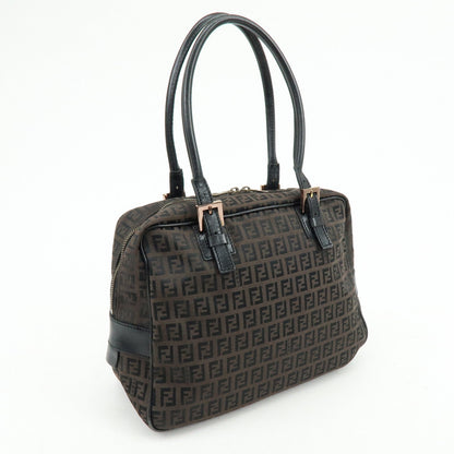 FENDI Zucchino Canvas Leather Hand Bag Boston Bag Brown 8BN005 Rovelle Bags