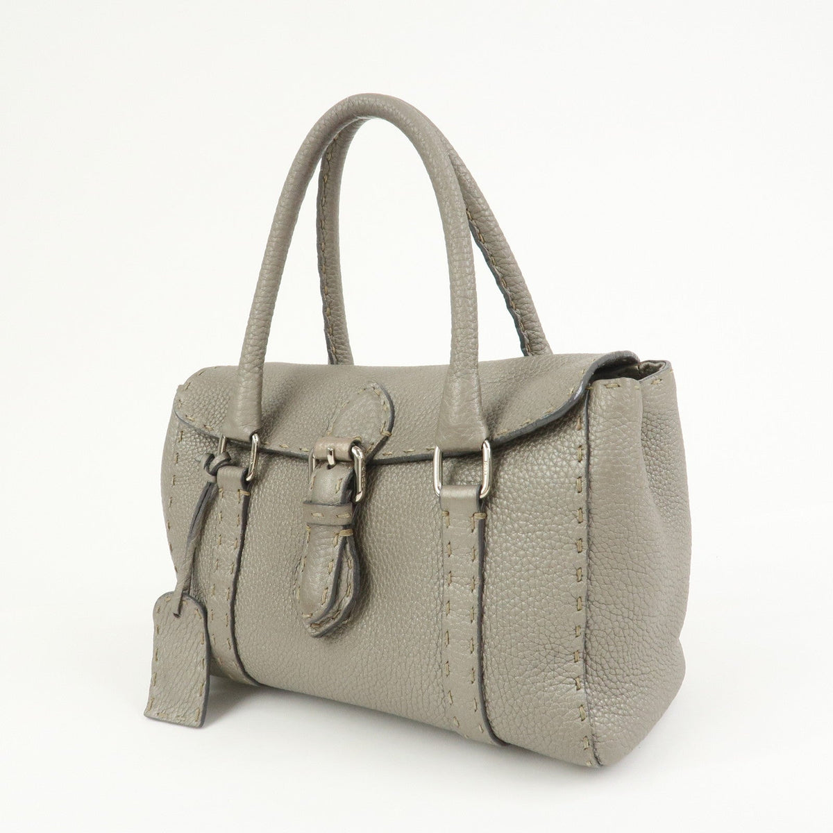 FENDI Seleria Mini Linda Leather Hand Shoulder Bag Greige 8BR486 Rovelle Bags