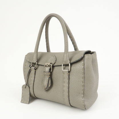 FENDI Seleria Mini Linda Leather Hand Shoulder Bag Greige 8BR486 Rovelle Bags