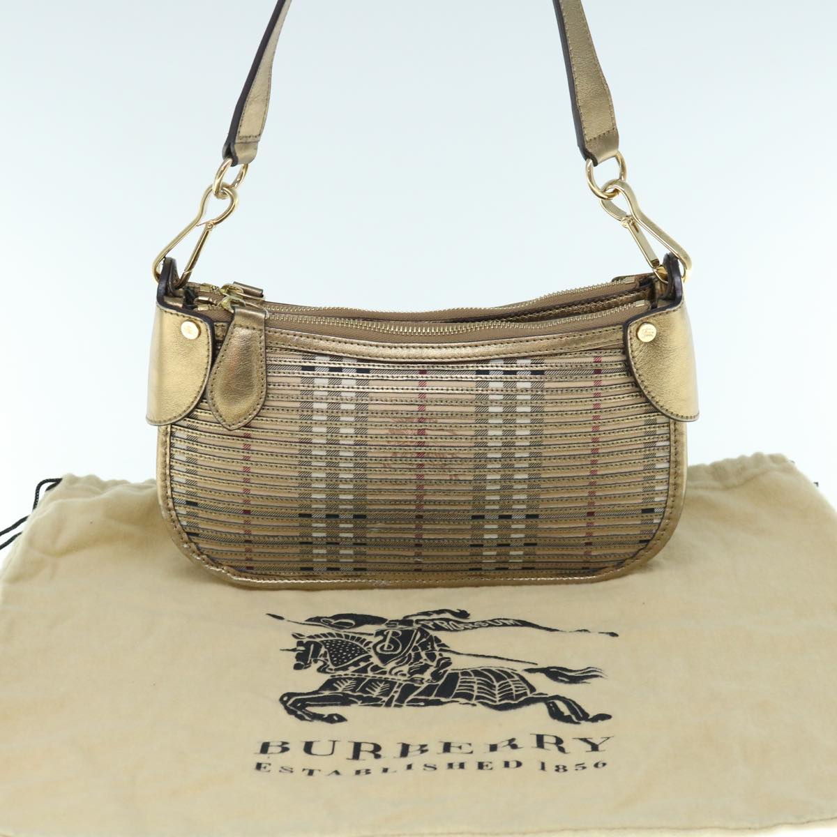 Burberry Brand Leather Gold Shoulder Bag Style 2