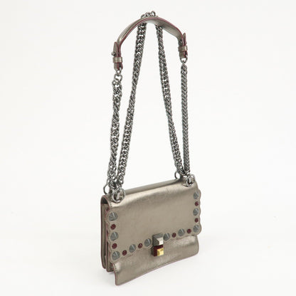 FENDI Mini Kan I Leather Chain Shoulder Bag Metallic Gray 8M0381 Rovelle Bags