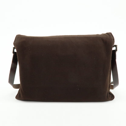 FENDI Wool Leather Shoulder Bag Crossbody Bag Brown 16071 Rovelle Bags