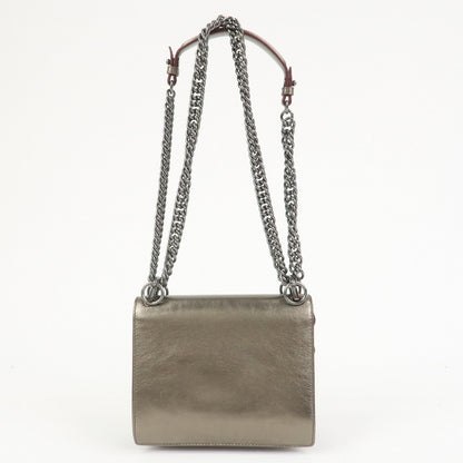 FENDI Mini Kan I Leather Chain Shoulder Bag Metallic Gray 8M0381 Rovelle Bags