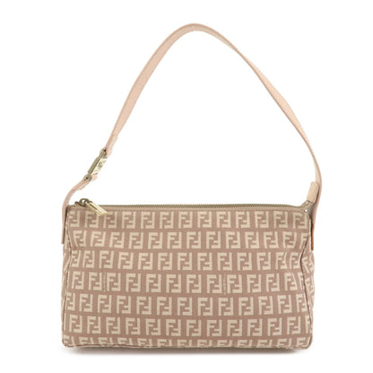 FENDI Zucchino Canvas Leather Shoulder Hand Bag Pink Beige 8BR444 Rovelle Bags