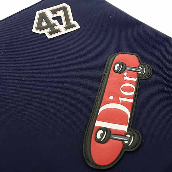 Christian Dior Pouch Nylon Navy Navy nylon pouch with bear design Rovelle Bags