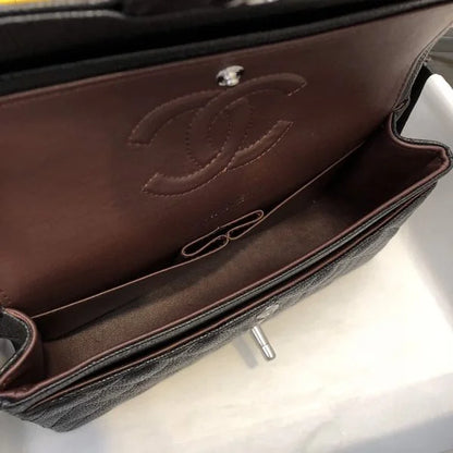 Chanel Classic Flap Caviar Bag Black Silver Hardware