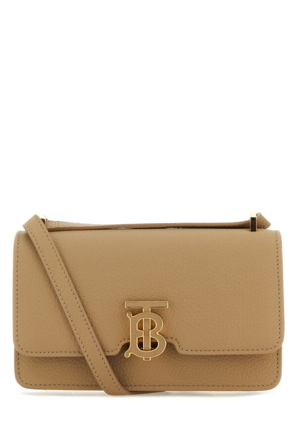 Burberry Woman Mini Leather Beige Crossbody Bag