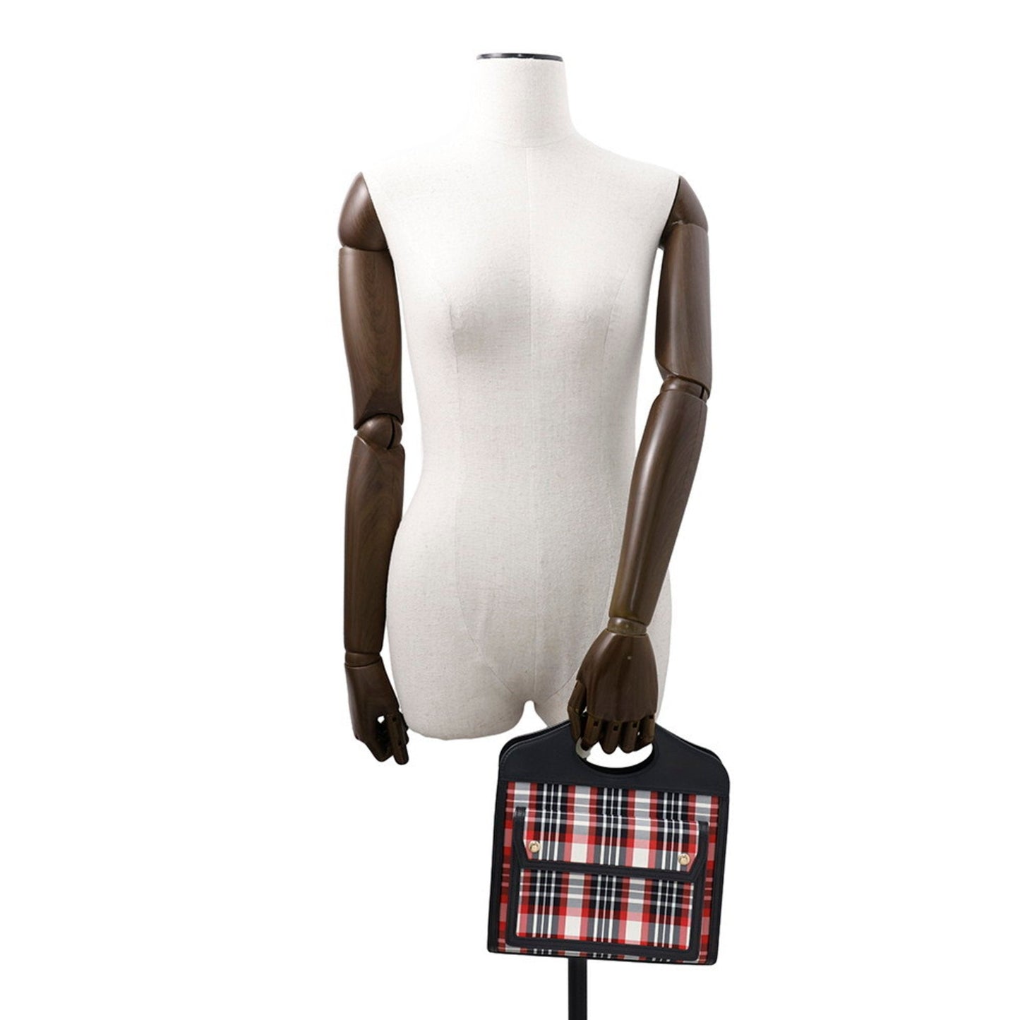 Burberry Black Red Color Nylon Leather Handbag Shoulder Bag ( )