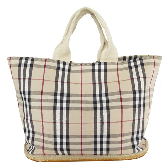 Burberry Beige Multi-Color Canvas Rubber Handbag Tote Bag ( )