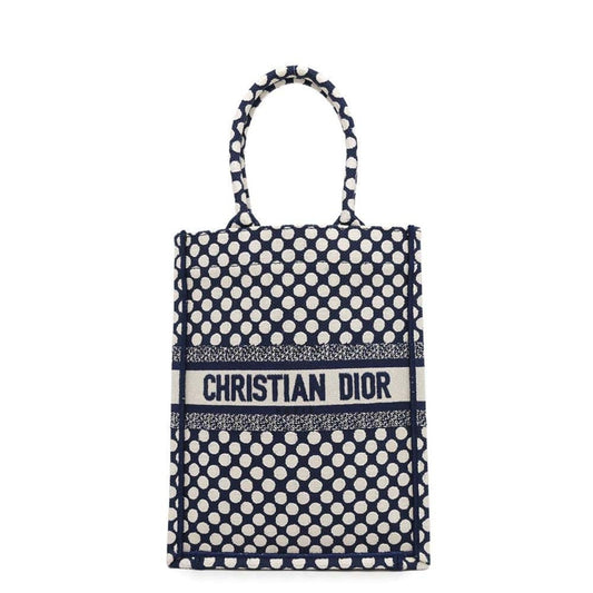 Christian Dior Navy White Canvas Handbag Canvas Rovelle Bags