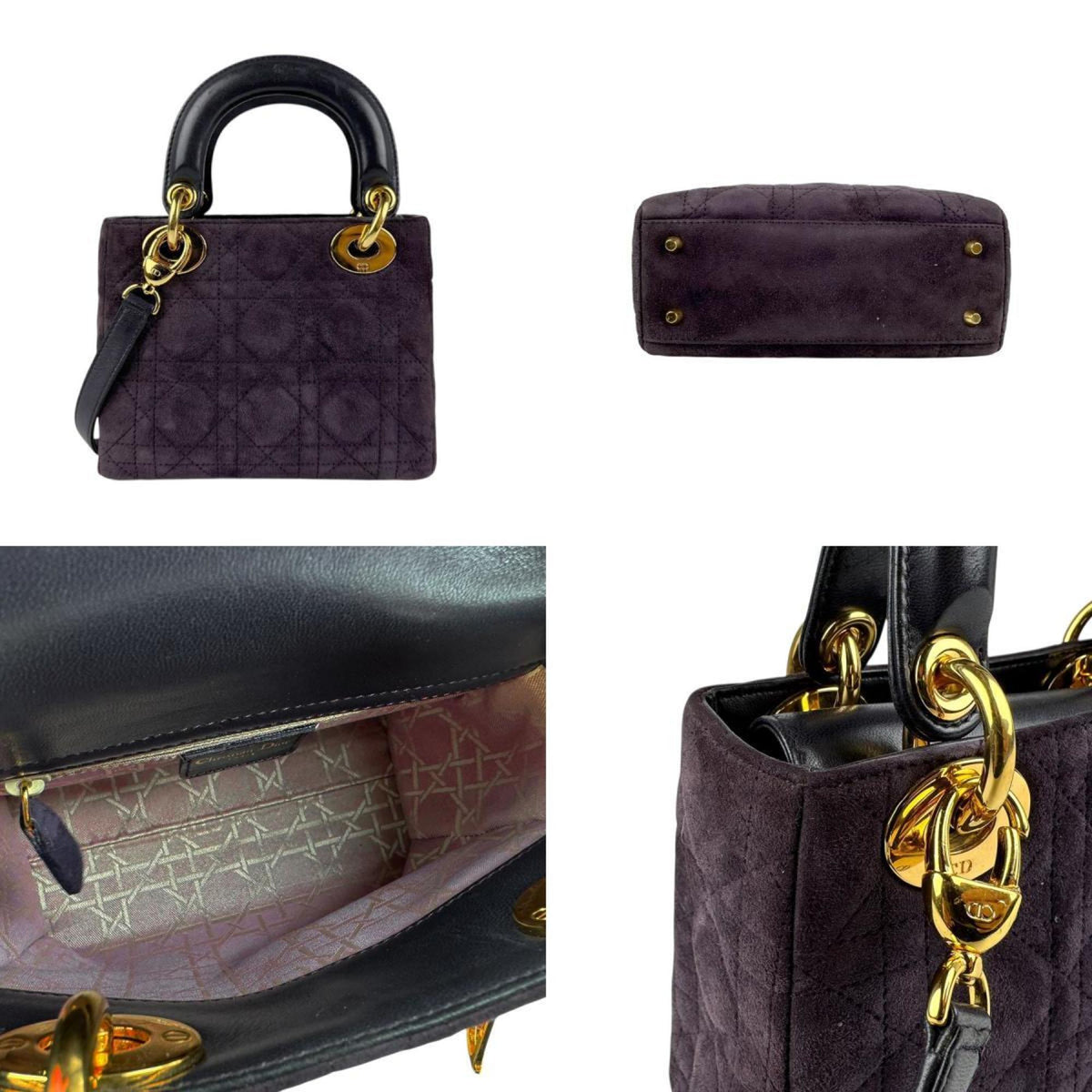 Christian Dior Black Purple Suede Leather Handbag Shoulder Bag Rovelle Bags