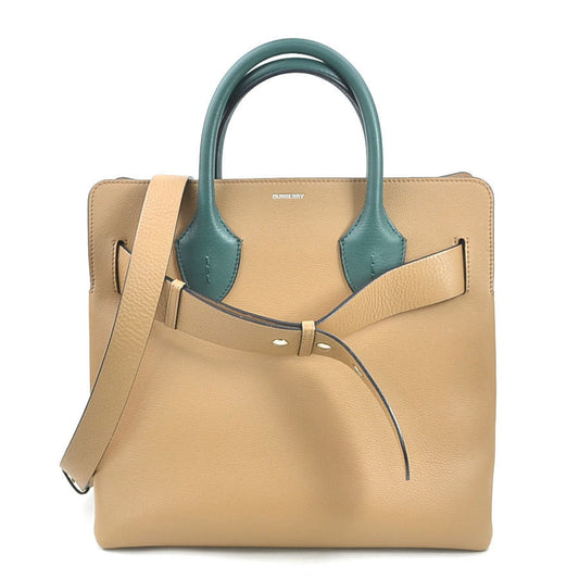 Burberry Beige Green White Leather Handbag Shoulder Bag ( )