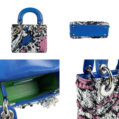 Christian Dior Black Blue Tweed Leather Handbag Shoulder Bag Rovelle Bags