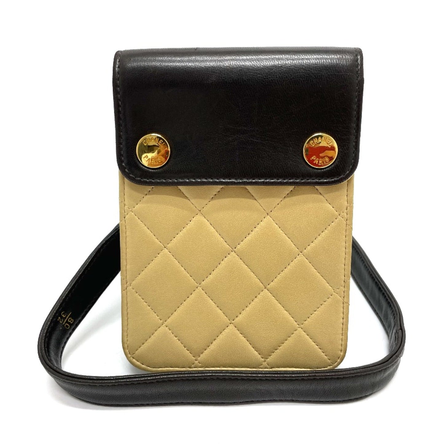 Chanel Bag Pouch Pochette Waist Pouch Black x Beige GoldHardware Rovelle Bags
